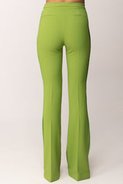 Elisabetta Franchi Pantaloni Vita Alta In Crêpe Leggero e Raso PA18462E2 ALOE