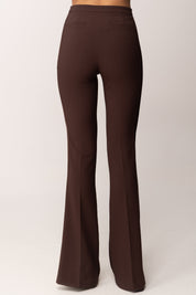 Elisabetta Franchi Pantaloni Vita Alta In Crêpe Leggero e Raso PA18462E2 CACAO