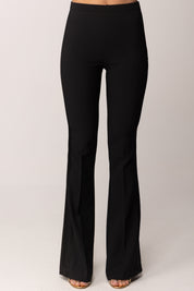 Elisabetta Franchi Pantaloni Vita Alta In Crêpe Leggero e Raso PA18462E2 NERO