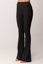 Elisabetta Franchi Pantaloni Vita Alta In Crêpe Leggero e Raso PA18462E2 NERO