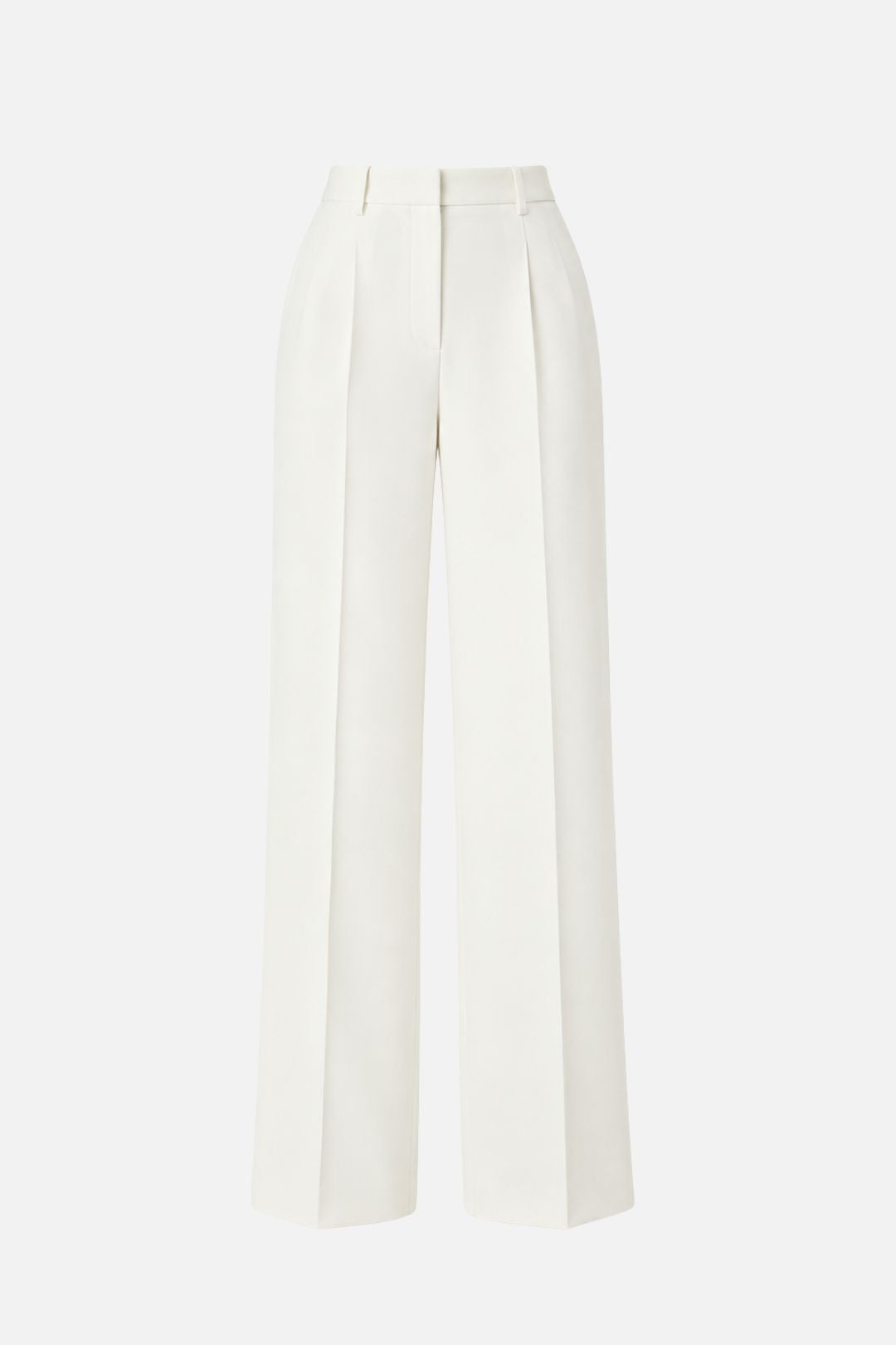 Elisabetta Franchi Pantaloni Vita Alta Palazzo In Crêpe Leggero PA20267E2 AVORIO