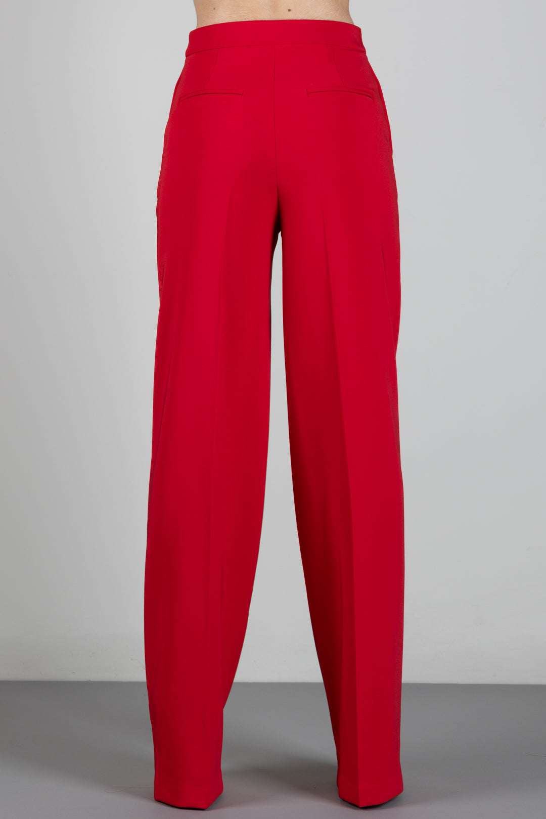 Elisabetta Franchi Pantaloni Vita Alta Palazzo In Crêpe Leggero PA20267E2 RED PASSION