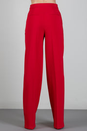 Elisabetta Franchi Pantaloni Vita Alta Palazzo In Crêpe Leggero PA20267E2 RED PASSION