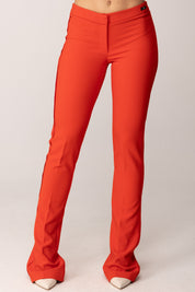 Elisabetta Franchi Pantaloni Vita Bassa con Bande a Taglio a Vivo PA16561E2 LACCA