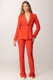 Elisabetta Franchi Pantaloni Vita Bassa con Bande a Taglio a Vivo PA16561E2 LACCA