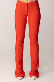 Elisabetta Franchi Pantaloni Vita Bassa con Bande a Taglio a Vivo PA16561E2 LACCA