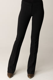 Elisabetta Franchi Pantaloni Vita Bassa con Etichetta Logo PA13357E2 NERO