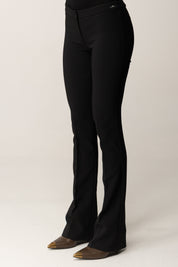 Elisabetta Franchi Pantaloni Vita Bassa con Etichetta Logo PA13357E2 NERO