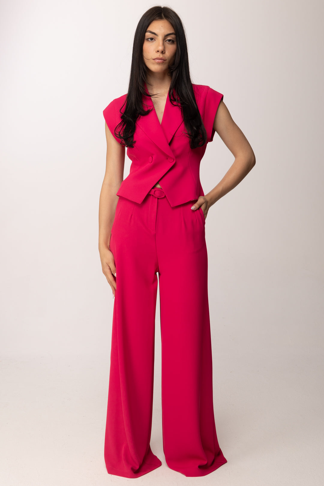 Imperial Pantaloni Wide Leg con Cintura P8C5LHXC FUXIA