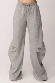 Patrizia Pepe Pantaloni Wide Leg con Coulisse e Volumi Strutturati 8P0784 J391 GRIGIO MELANGE