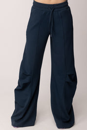 Patrizia Pepe Pantaloni Wide Leg con Coulisse e Volumi Strutturati 8P0784 J391 LAGOON BLUE