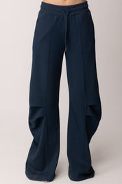 Patrizia Pepe Pantaloni Wide Leg con Coulisse e Volumi Strutturati 8P0784 J391 LAGOON BLUE