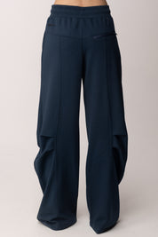 Patrizia Pepe Pantaloni Wide Leg con Coulisse e Volumi Strutturati 8P0784 J391 LAGOON BLUE