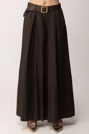 Khloe Femme Pantaloni Wide Leg con Piegoni e Cintura 33637 CACAO
