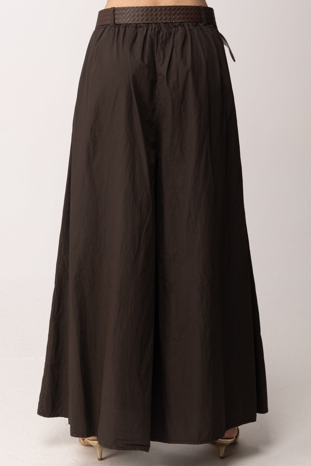 Khloe Femme Pantaloni Wide Leg con Piegoni e Cintura 33637 CACAO