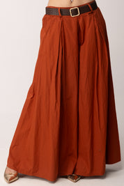 Khloe Femme Pantaloni Wide Leg con Piegoni e Cintura 33637 MATTONE