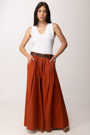Khloe Femme Pantaloni Wide Leg con Piegoni e Cintura 33637 MATTONE