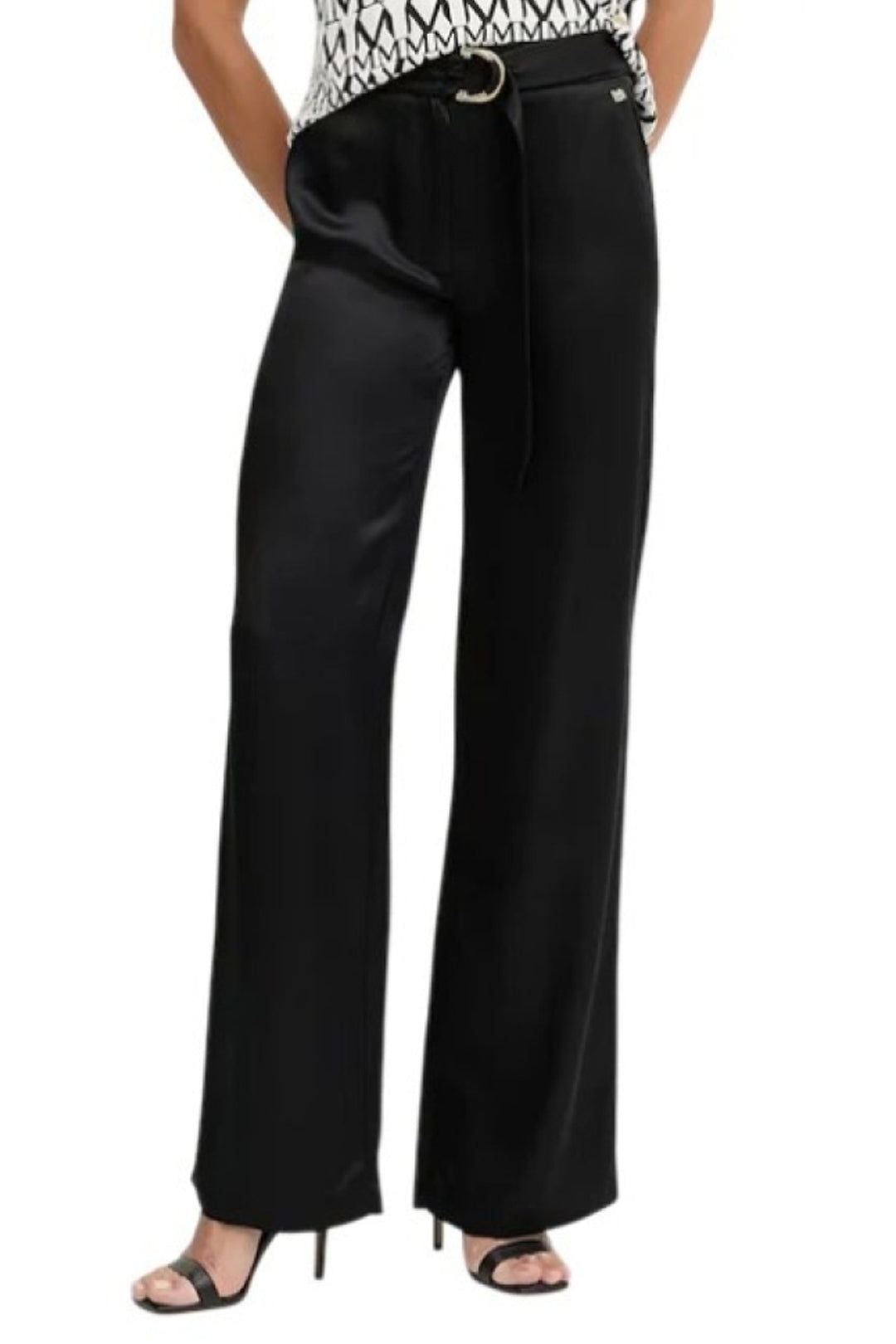 Marciano By Guess Pantaloni Wide Leg Iva con Fusciacca 5YGB17 7350A JET BLACK A996