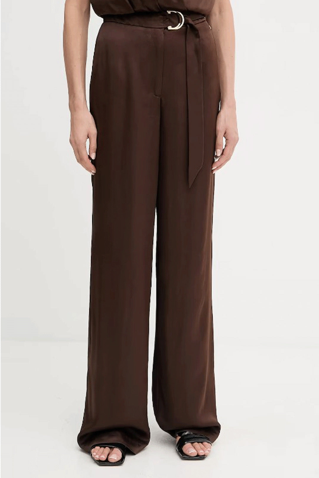Marciano By Guess Pantaloni Wide Leg Iva con Fusciacca 5YGB17 7350A RICH BROWN
