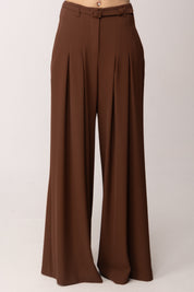 Imperial Pantaloni Wide Leg Maxi Pieghe con Cintura P3ZQLHX CACAO