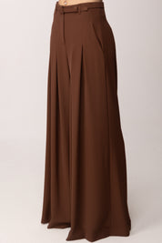Imperial Pantaloni Wide Leg Maxi Pieghe con Cintura P3ZQLHX CACAO