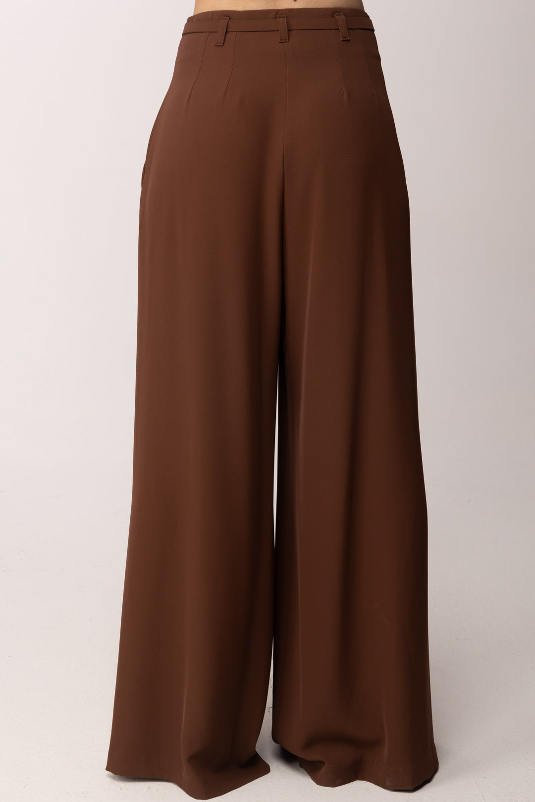 Imperial Pantaloni Wide Leg Maxi Pieghe con Cintura P3ZQLHX CACAO