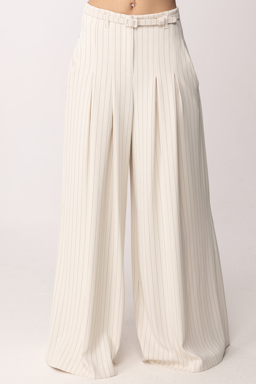 Imperial Pantaloni Wide Leg Maxi Pieghe con Cintura P3ZQLHX PANNA
