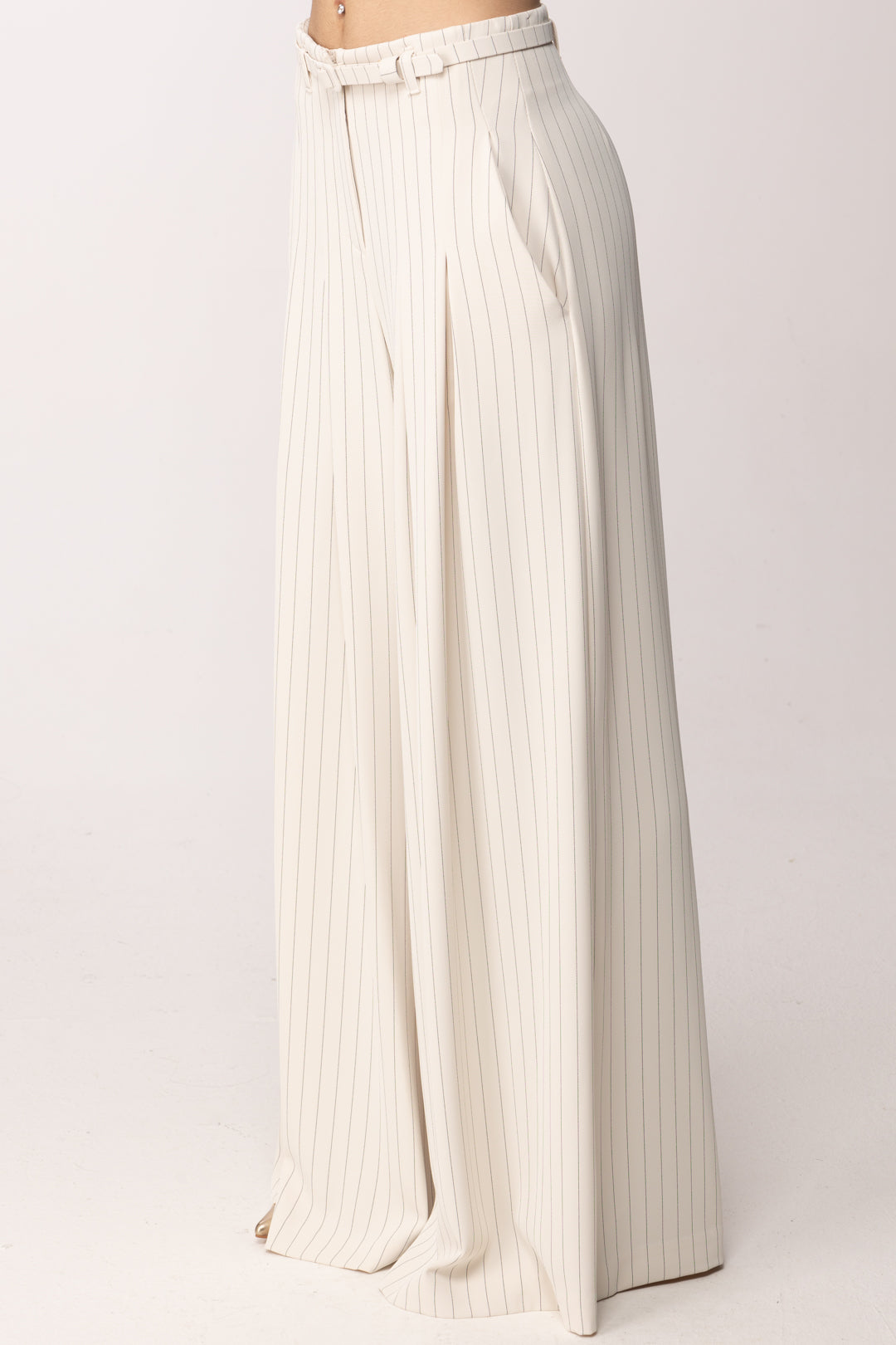 Imperial Pantaloni Wide Leg Maxi Pieghe con Cintura P3ZQLHX PANNA