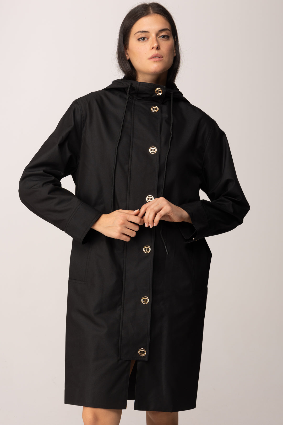 Twin-set Parka Lungo con Cappuccio 252TP2060 NERO