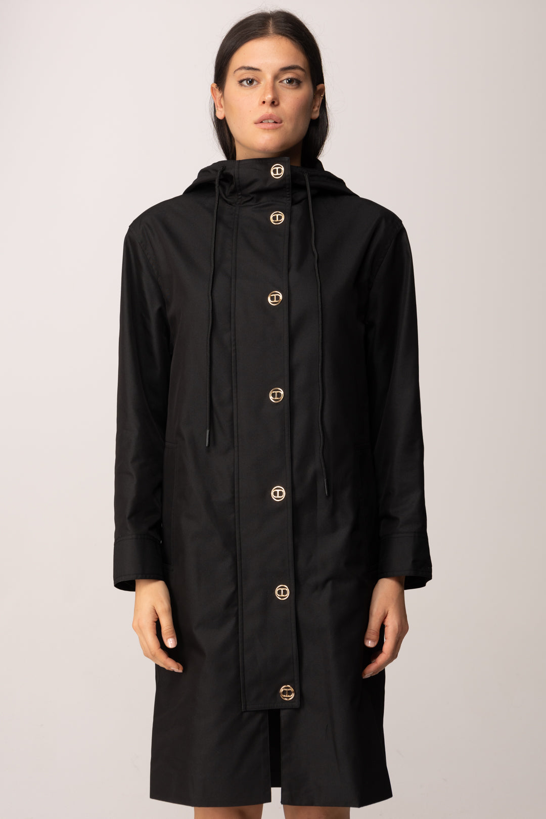 Twin-set Parka Lungo con Cappuccio 252TP2060 NERO