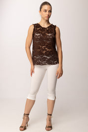 Khloe Femme Pinocchietto Basico con Spacchetti 26250 BIANCO