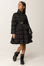 Elisabetta Franchi Bambina Piumino a Ruota con Cintura e Volant EFGB132CNY298 NERO