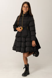 Elisabetta Franchi Bambina Piumino a Ruota con Cintura e Volant EFGB132CNY298 NERO