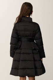 Elisabetta Franchi Bambina Piumino a Ruota con Cintura e Volant EFGB132CNY298 NERO