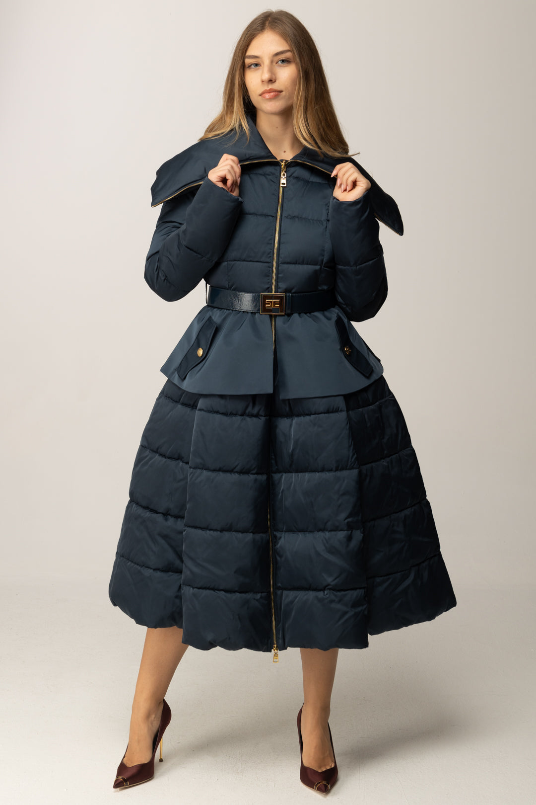 Elisabetta Franchi Piumino a Ruota In Vela con Cintura PI86Z56E2 TWILIGHT