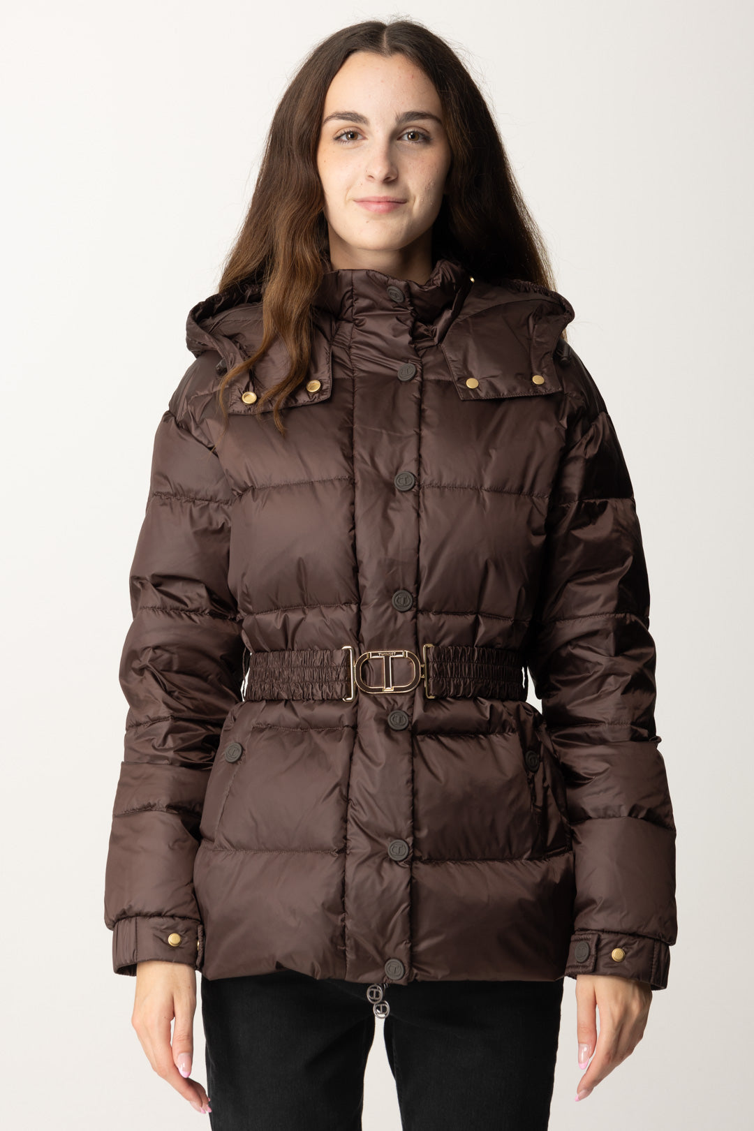 Twin-set Donna Piumino con Cintura 242TT2381 COFFEE CHOCOLATE