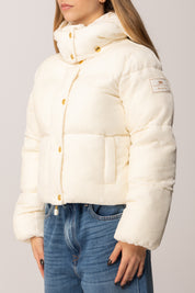 Elisabetta Franchi Piumino Corto In Velluto PI82D56E2 MILK