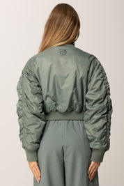 Pinko Piumino Crop con Maniche Arricciate VERDE SPRUZZO MARINO
