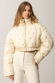 Patrizia Pepe Piumino Crop con Strass 2O0214 A667 WOOLY WHITE