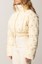 Patrizia Pepe Piumino Crop con Strass 2O0214 A667 WOOLY WHITE