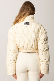 Patrizia Pepe Piumino Crop con Strass 2O0214 A667 WOOLY WHITE