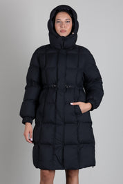 Patrizia Pepe Piumino Lungo con Cappuccio e Coulisse 2O0162 C0275 NERO