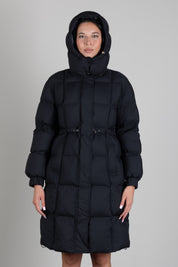 Patrizia Pepe Piumino Lungo con Cappuccio e Coulisse 2O0162 C0275 NERO