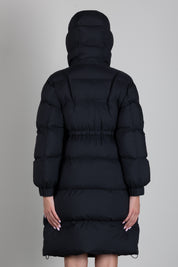 Patrizia Pepe Piumino Lungo con Cappuccio e Coulisse 2O0162 C0275 NERO