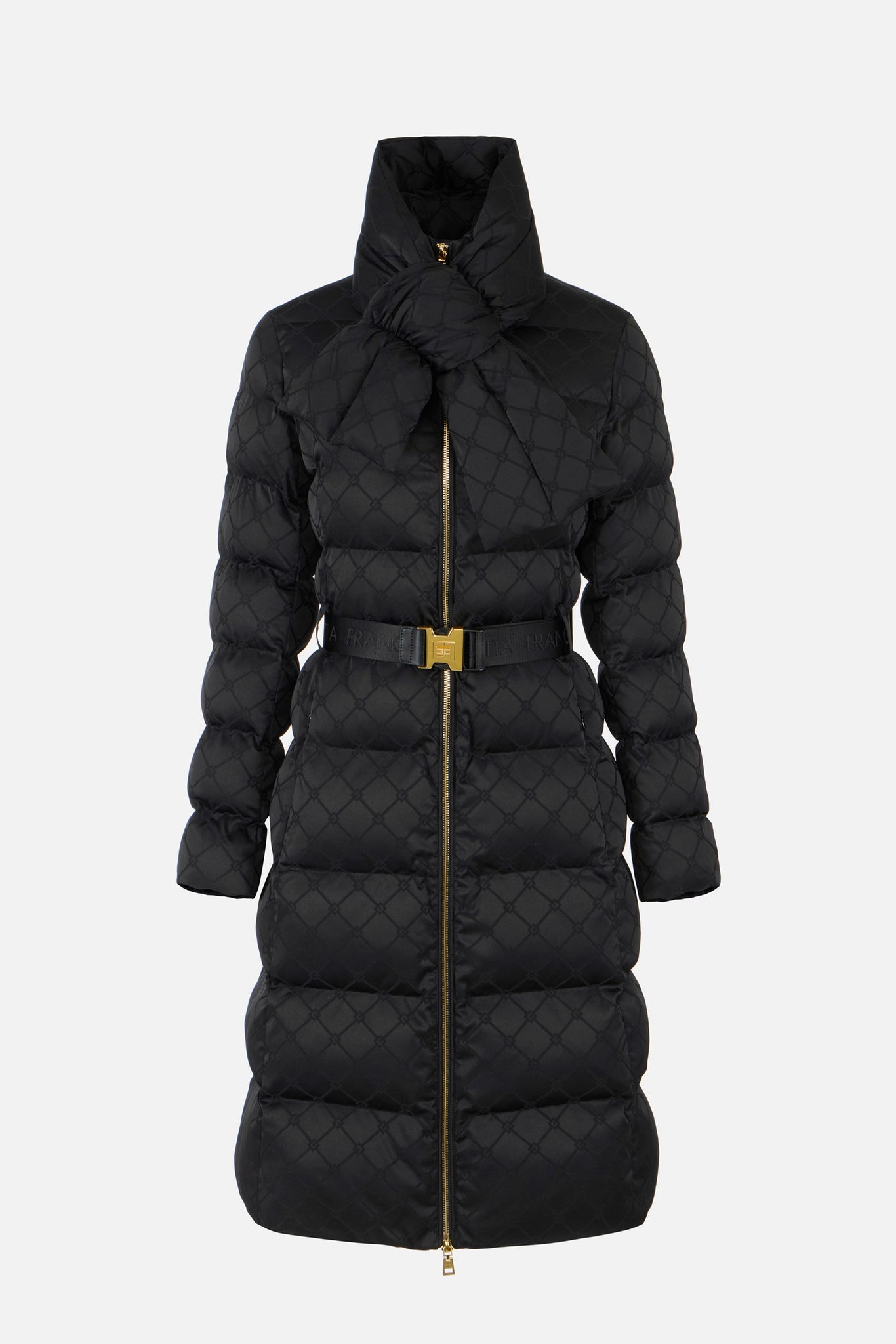 Elisabetta Franchi Donna Piumino Lungo con Cintura e Collo