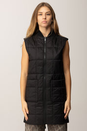 Pinko Piumino Lungo In Tela Lucida con Cappuccio NERO LIMOUSINE