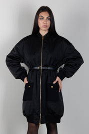 Elisabetta Franchi Piumino Lungo Over con Cintura PK01D66E2 NERO