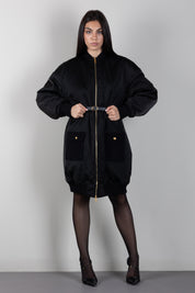 Elisabetta Franchi Piumino Lungo Over con Cintura PK01D66E2 NERO