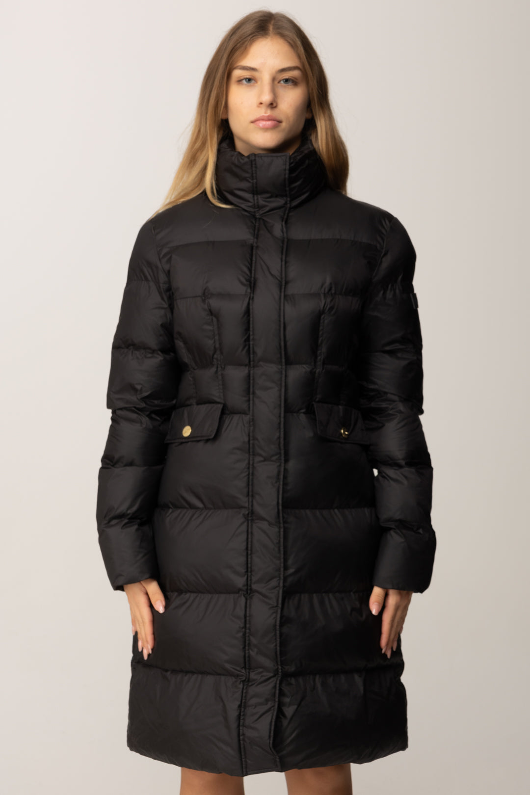 Pinko Piumino Lungo Trapuntato con Collo Alto NERO LIMOUSINE