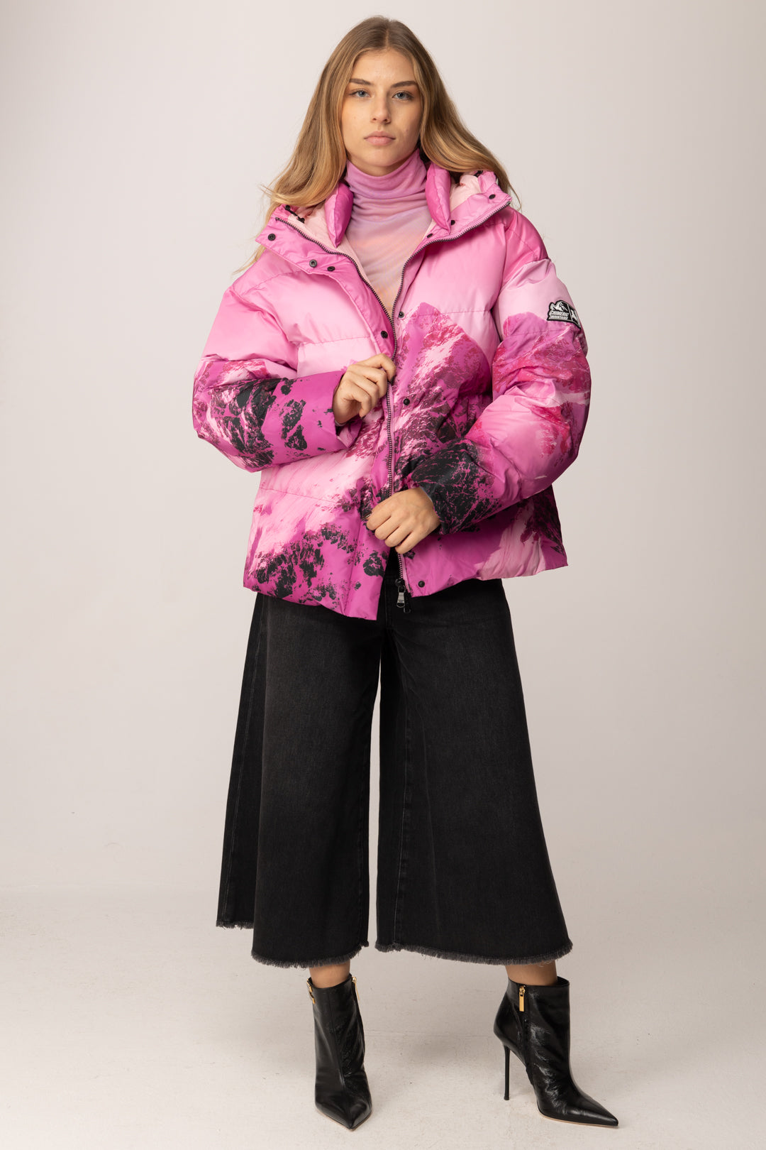 Patrizia Pepe Piumino Oversize Trapuntato con Stampa 2O0206 A667 N.CHIMERIC MOUNTAIN